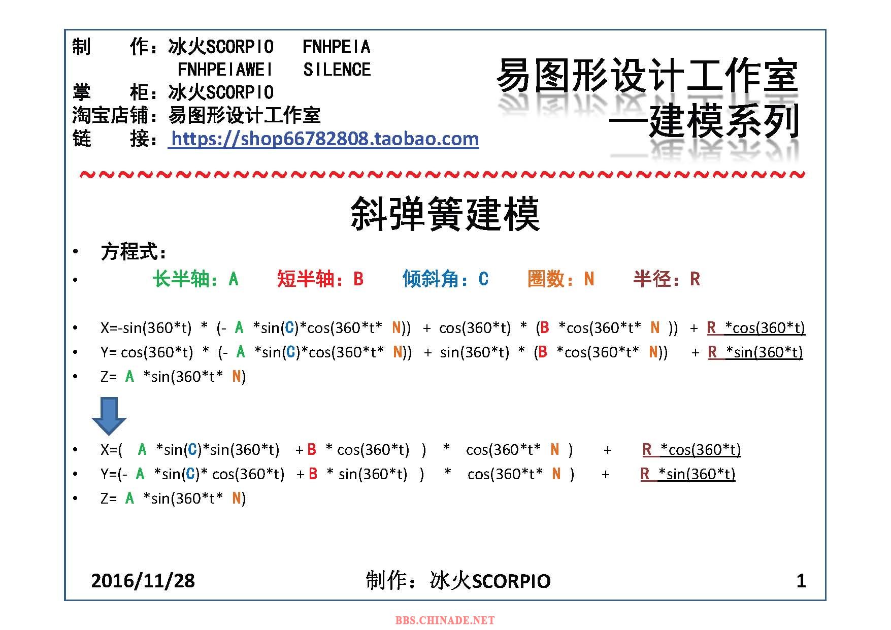 斜弹簧方程式